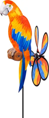Éolienne Spin Critter perroquet polyester, 24x61 cm, résistant aux intempéries et UV