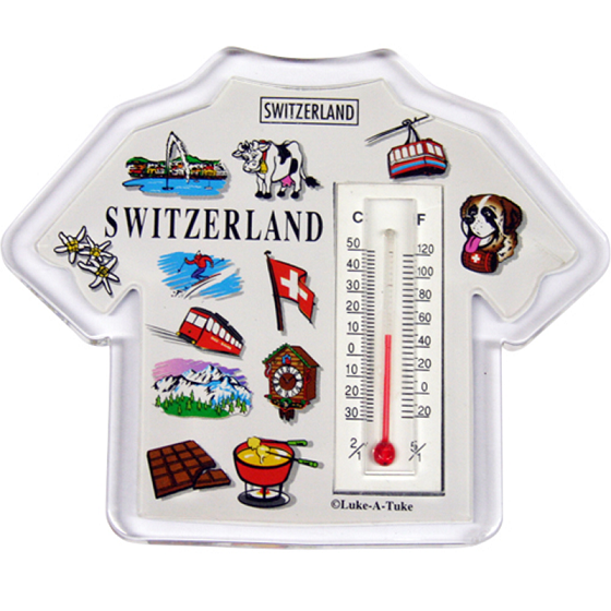 Magnet Suisse en forme de T-shirt avec thermomètre