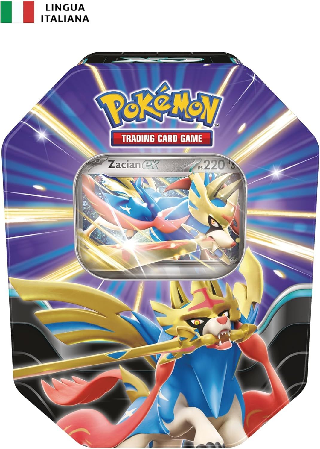 JCC Pokémon : Boîte de Collection Légendes Souveraines - Zacian-ex (Une Carte holographique et Quatre enveloppes d&#39;expansion) édition française