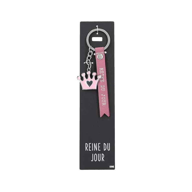 Porte-clé en cuir &quot;Reine du Jour&quot; avec une couronne