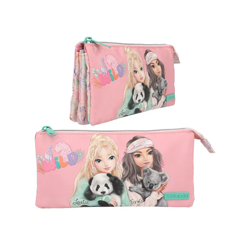 Trousse 3 compartiments Top Model Wild avec panda et koala