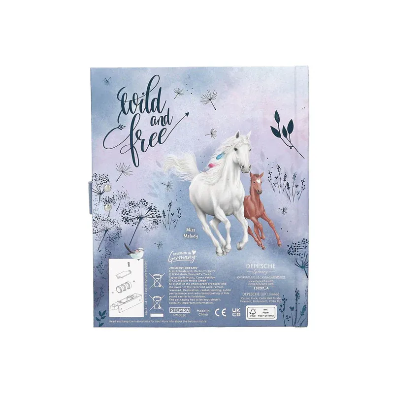 Journal intime avec code et son Motif 2 Miss Melody cheval Blanc