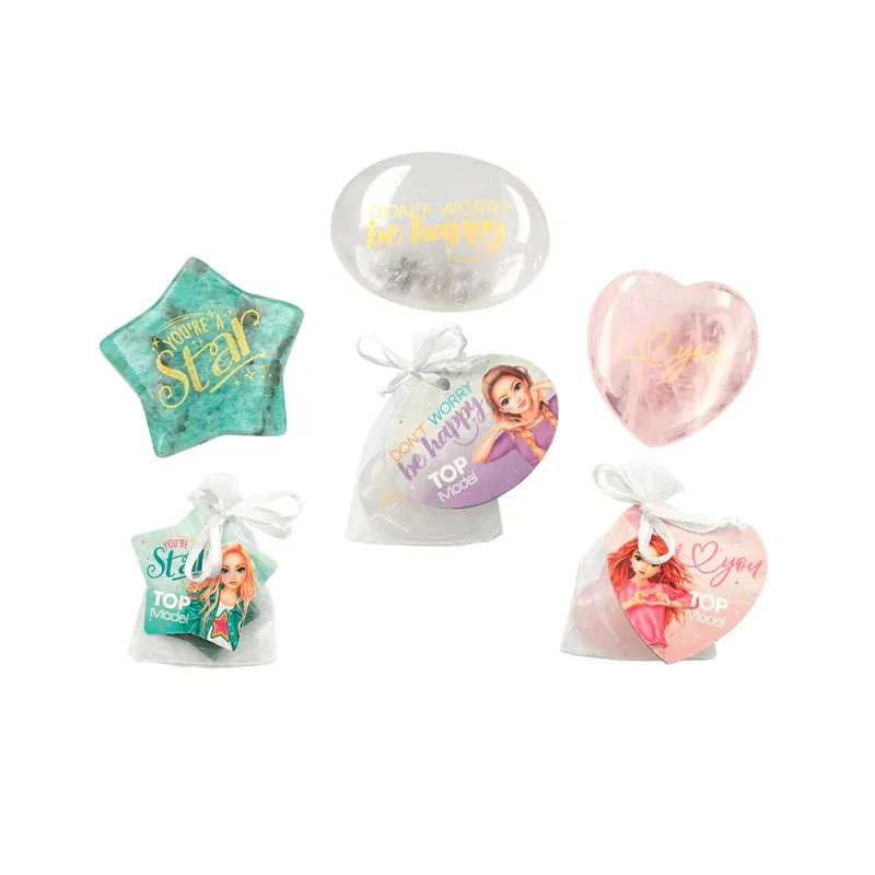 Énergie de bonne humeur Pierres Top Model, pierres porte-bonheur, quartz rose, amazonite et cristal de roche