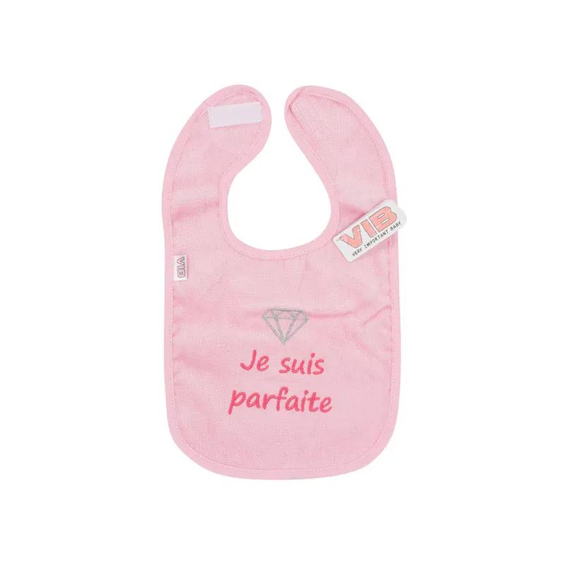 Bavette Je suis parfaite rose (Bavoir)