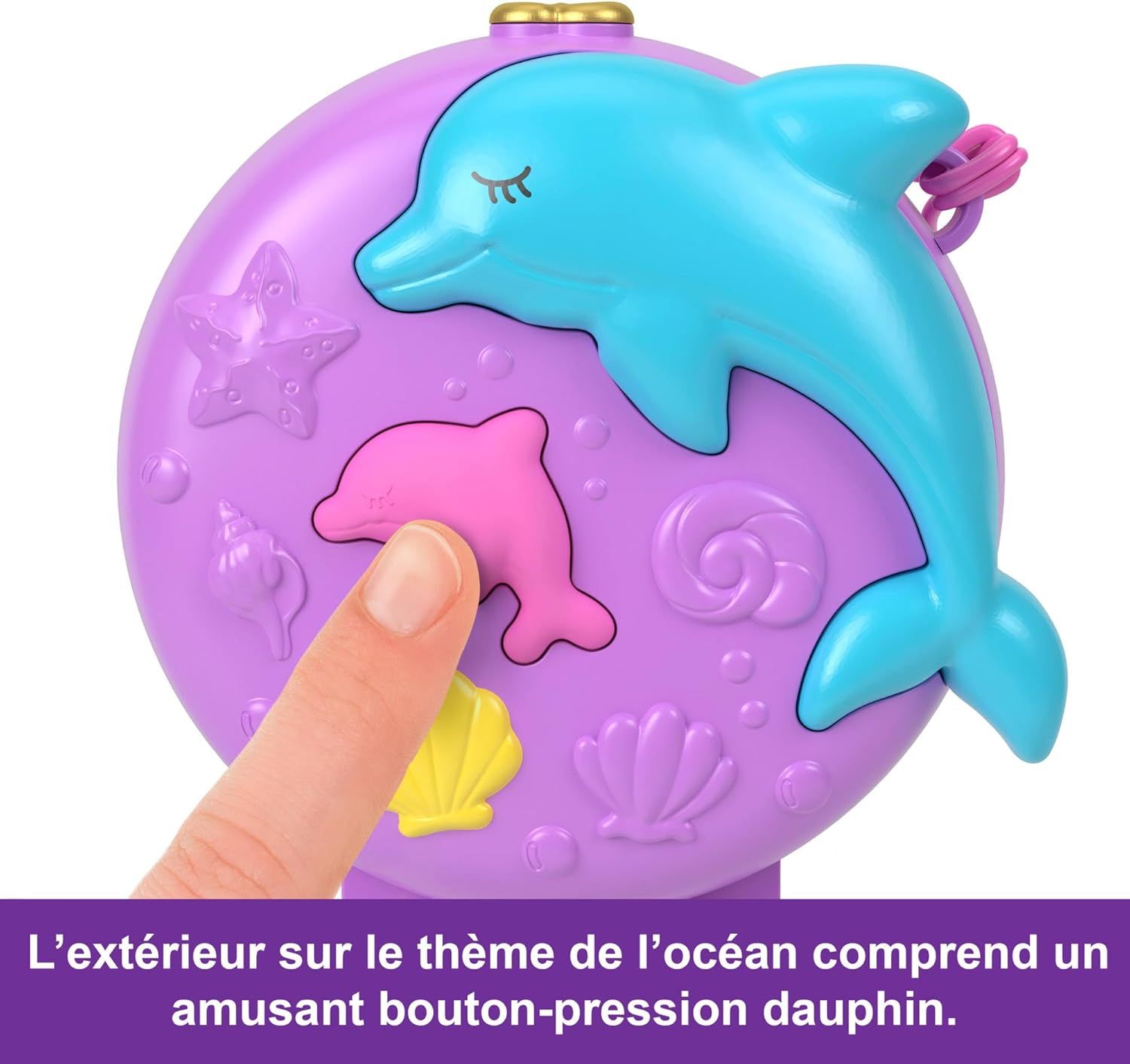 Polly Pocket Sauvetage du dauphin Coffret avec 2 mini-figurines, animaux marins et accessoires de l’océan