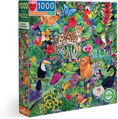 EEBOO - Amazon Rainforest - Puzzle en Carton 1000 pièces sur la forêt amazonienne - Dimensions 58.5 x 58.5 cm