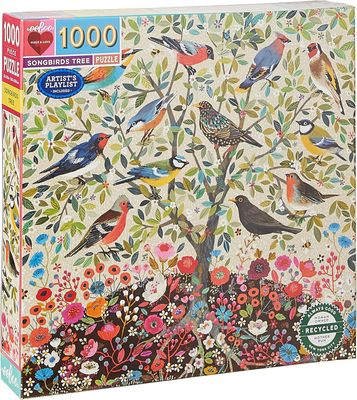 EEBOO - Songbirds Tree Puzzle 1000 pièces - Puzzle 1000 pièces en Carton pour Adulte - Dimensions 58.5 x 58.5 cm