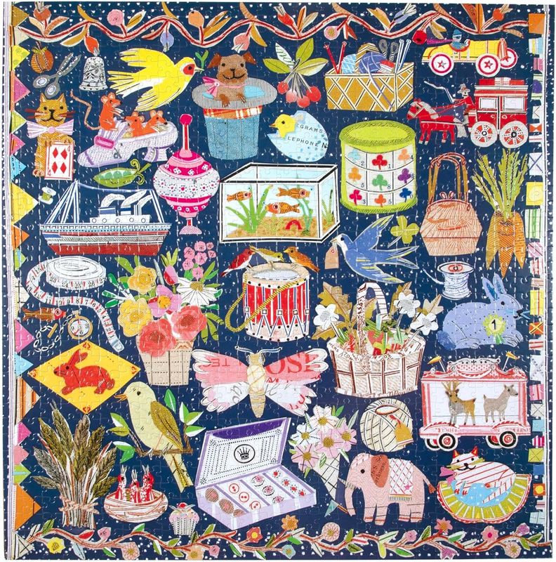 Eeboo - Puzzle 1000 pièces The Cat and The Yarn - 1000 Pièces en Carton - Dimensions 58.5 cm x 58.5 cm