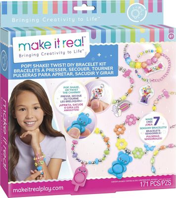 MAKE IT REAL - Bijoux Sensoriels - Kit Création 7 Bracelets Pour Enfants dès 8 ans - Avec Pop It, Twist &amp; Shake Charms - DIY Kit de Bracelets à Presser, Secouer &amp; Tourner