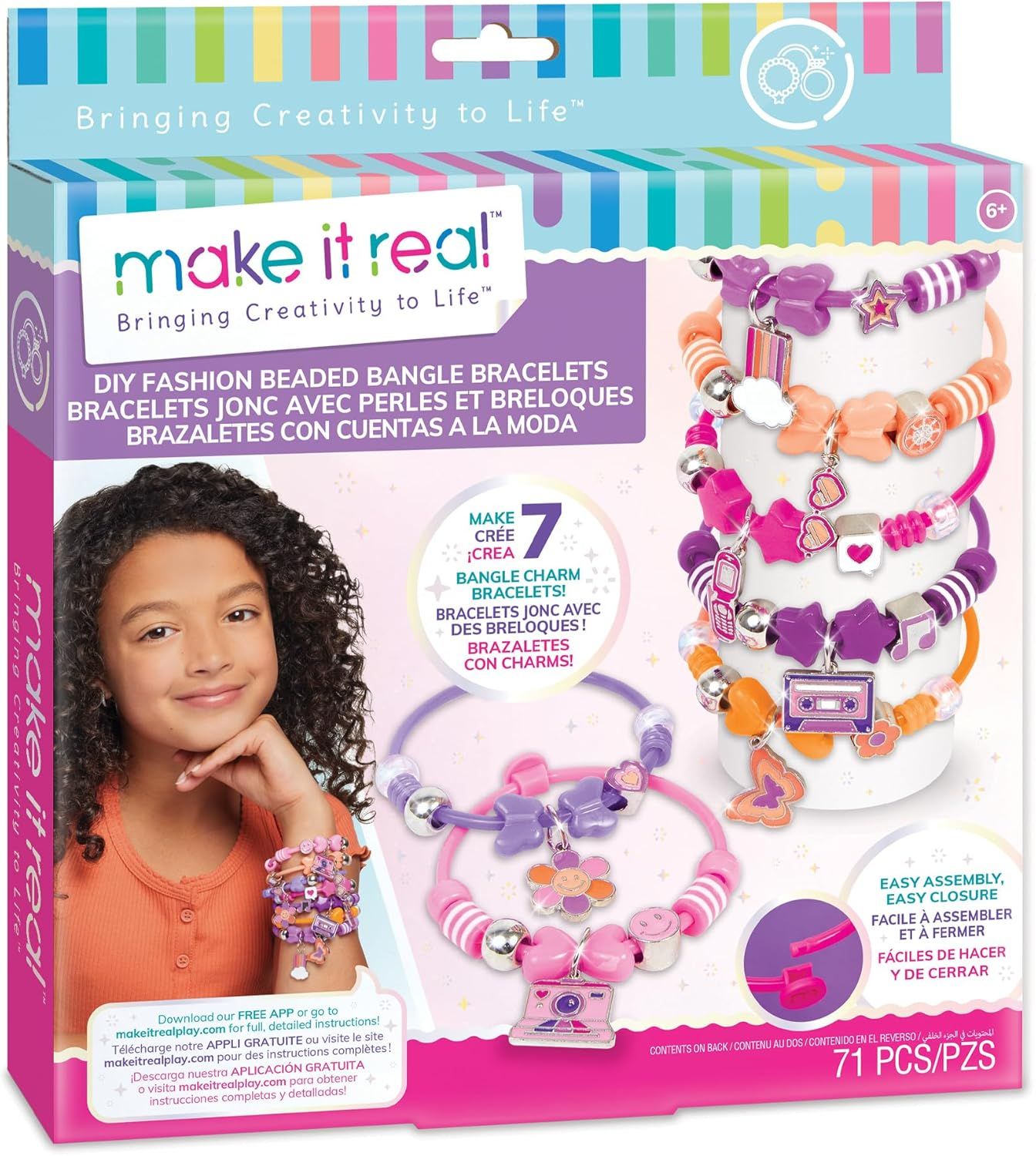 Make It real bracelets jonc avec perles et breloques