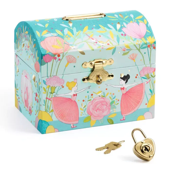 Djeco Tirelire Ballerine en bois avec clés