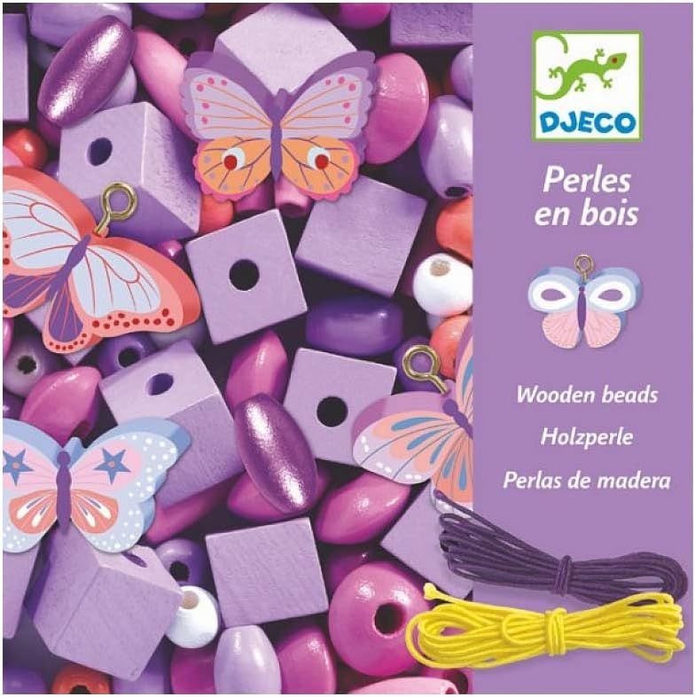 DJECO Perles en bois Foison de perles Papillons