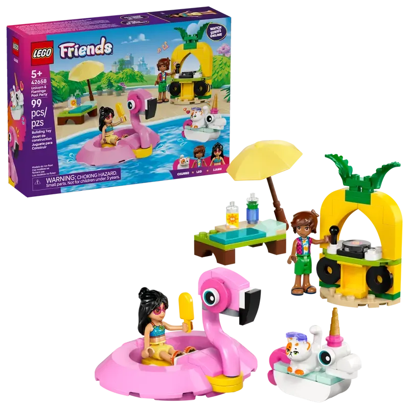 Lego Friends Fête dans la piscine avec les bouées licorne et flamant rose