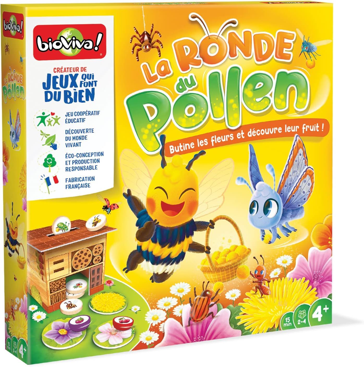Bioviva Ronde du Pollen coopératif baladent Les Insectes Fleur pour Qu’Ils Les pollinisent-Jeux éducatifs 2 à 8 Joueurs-4 Ans