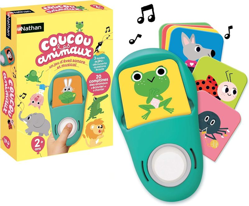 Nathan - Coucou les Animaux, Jeu d'Eveil Sonore et Musical Interactif, Educatif, Cartes Electronique, Découvre les Animaux en Chanson à travers 20 Comptines