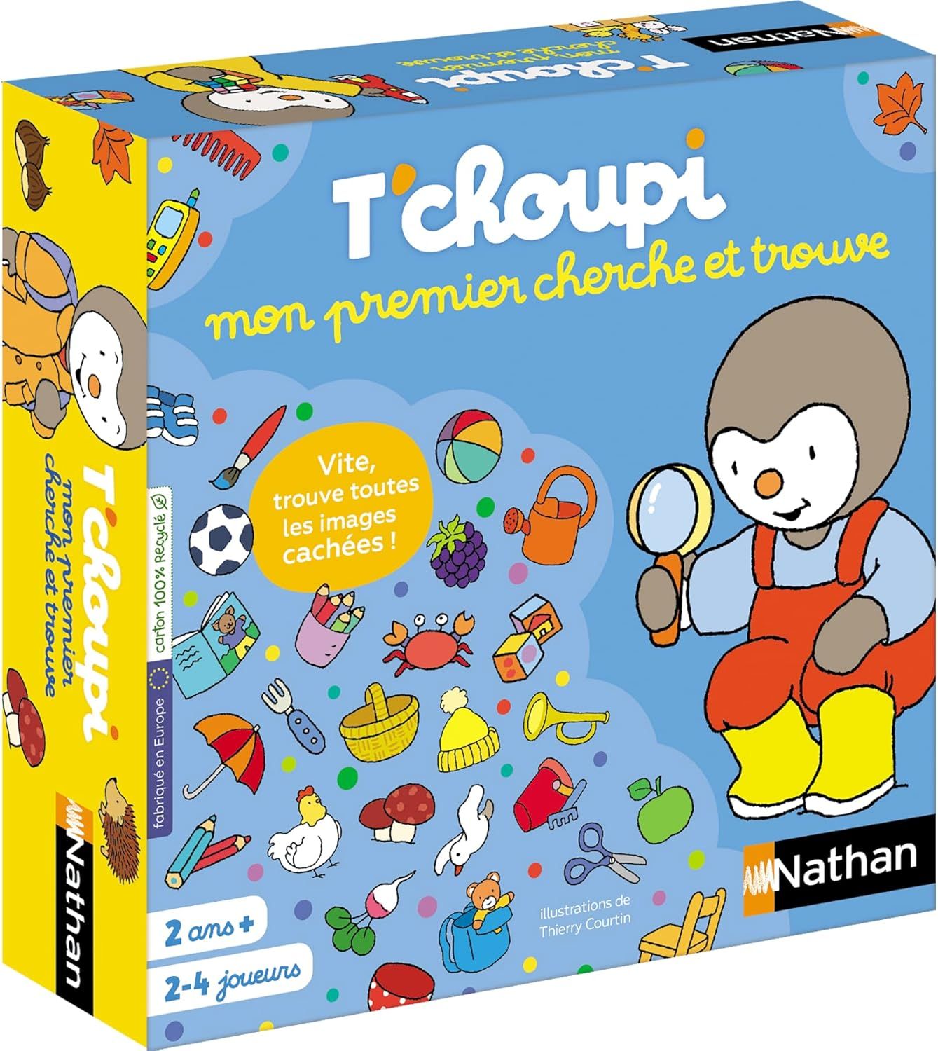 Nathan - T&#39;Choupi Mon Premier Cherche et Trouve - Jeu de Plateau - sois Le Plus Rapide pour retrouve Les Images - Jeu d&#39;observation et de rapidité - pour Enfant dès 2 Ans
