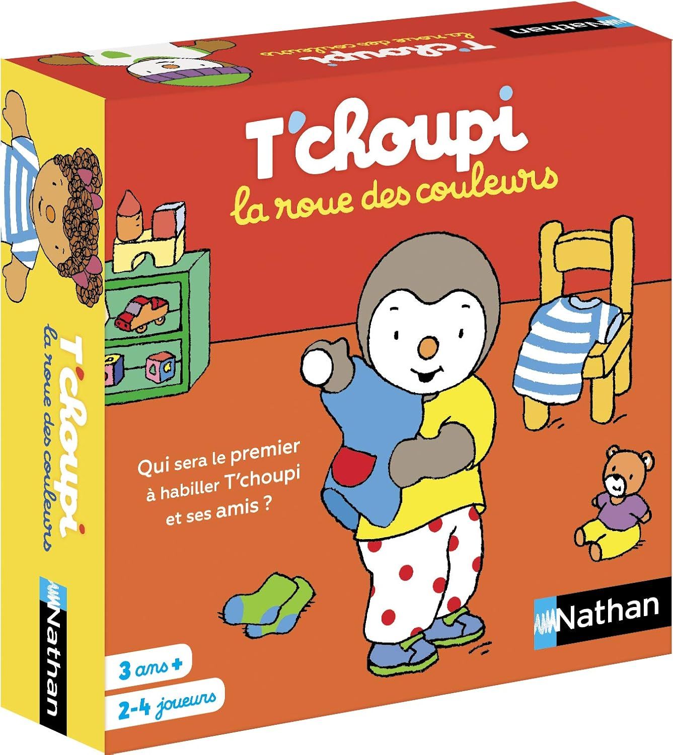 Nathan - La Roue des Couleurs - Jeu Coopératif - Habille T&#39;choupi et Ses Amis - A Jouer en Famille ou entre Amis - Se Joue de 2 à 4 Joueurs