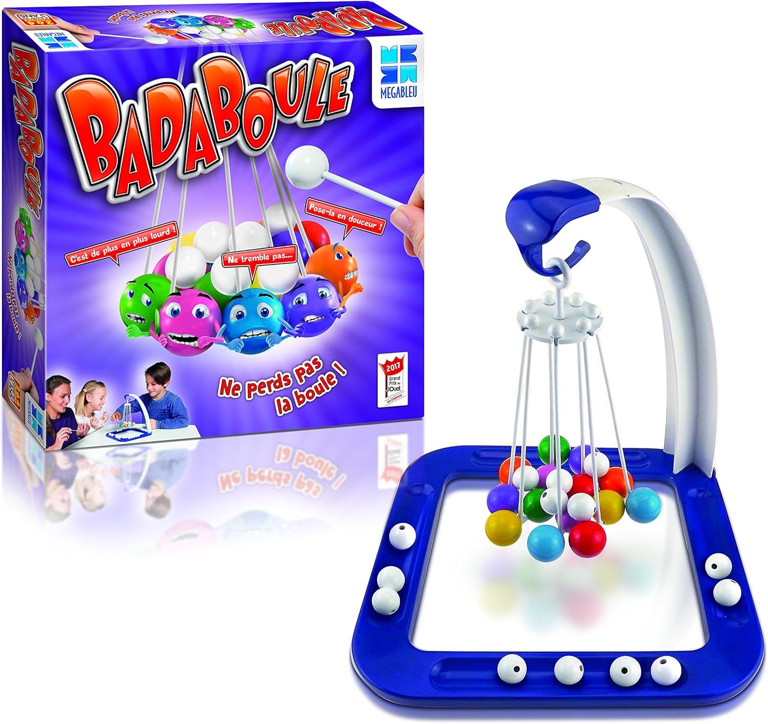 Megableu - BADABOULE - Jeu de Société Délirant pour Enfants dès 5 ans - Jeu d&#39;Adresse et d&#39;Ambiance - Ne Perdez pas la Boule !