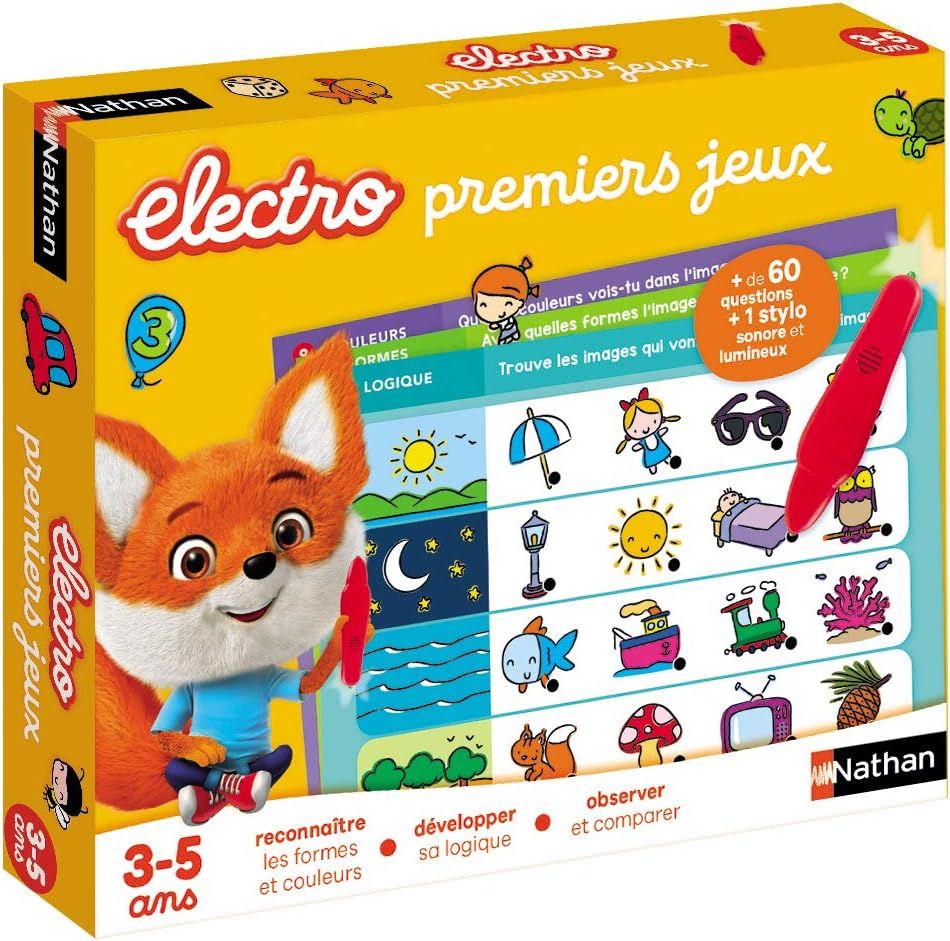 Nathan - Electro Premiers Jeux - Reconnaitre les Formes et les Couleurs - Jeu Educatif Electronique - 1 Stylo Sonore et Lumineux Inclus