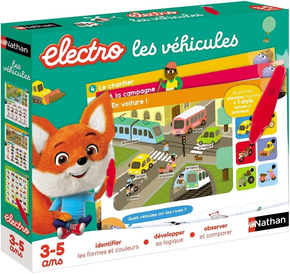 Nathan, electro les véhicules, jeu de questions-réponses sonore et lumineux avec stylo inclus