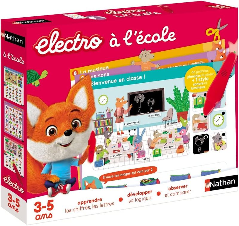 Nathan electro à l'école, jeu de questions-réponses sonore et lumineux, avec stylo inclus