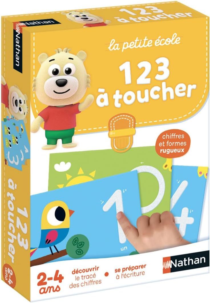Nathan - La Petite Ecole - 1 2 3 à Toucher - Découvrir le Tracé des Chiffres, Se préparer à l&#39;Ecriture - Jeu Educatif - Coffret de 6 Jeux Progressifs