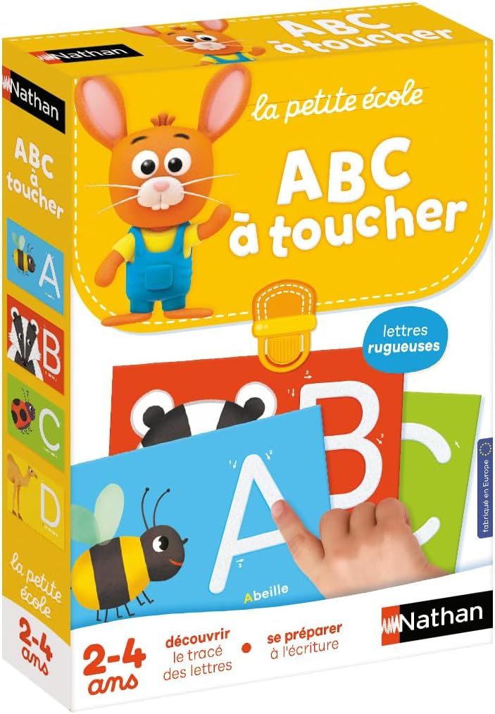 Nathan - La Petite Ecole ABC à Toucher - Découvrir le tracé des Lettres, Se préparer à l&#39;Ecriture - Jeu Educatif Sur Le Thème Des Animaux - Coffret de 6 Jeux Progressifs