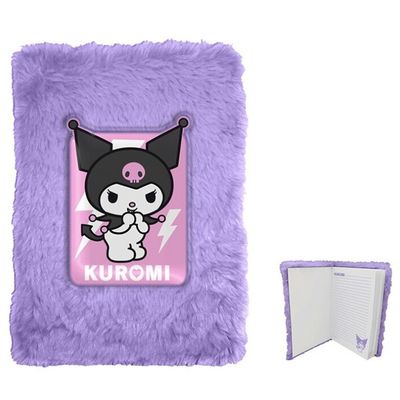 Kuromi bloc note en peluche couleur mauve 21x15.5x2.5cm, A5