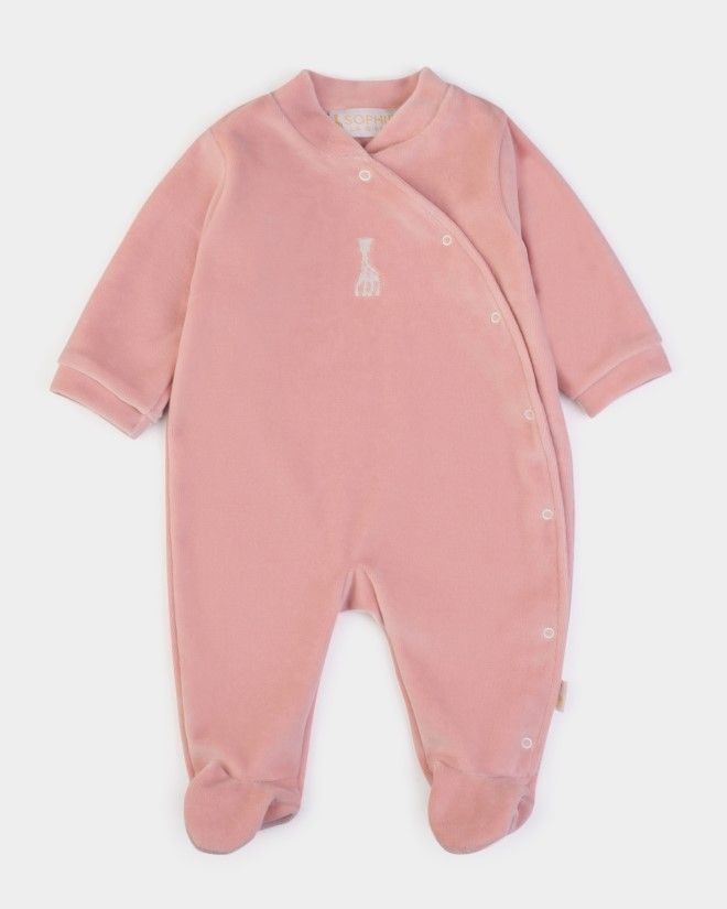 Pyjama vieux rose en velours Sophie la Girafe