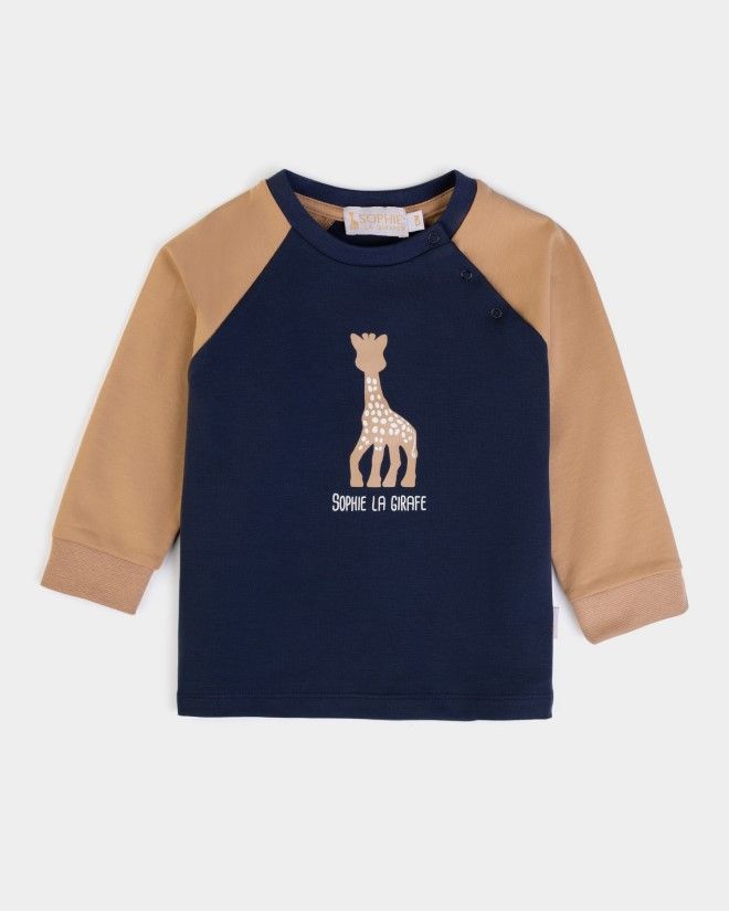 Pull coton marine et marron Sophie la Girafe