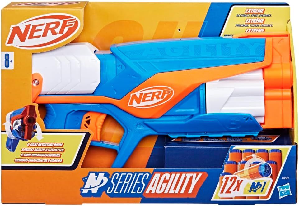 Nerf N Series Agility Blaster, Lanceur Compact avec Barillet Rotatif et 12 Fléchettes Nerf N