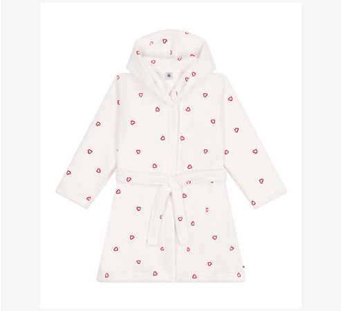 Petit Bateau Peignoir en coton éponge coeurs brodés