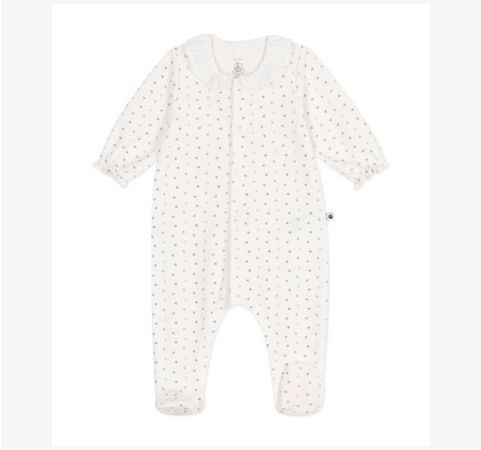 Petit Bateau Pyjama en velours à col imprimé coeurs