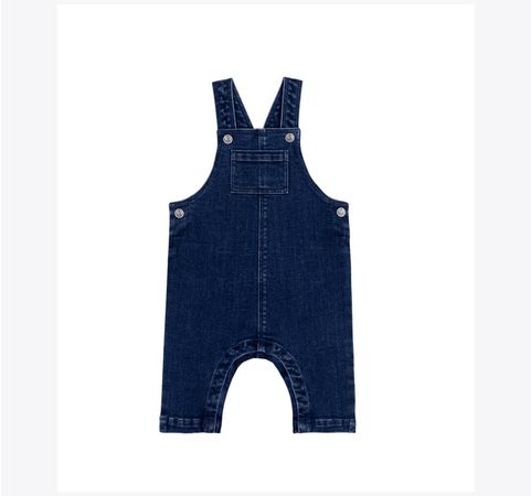 Petit Bateau Salopette bébé en jean élasthanne jambes longues, couleur bleu