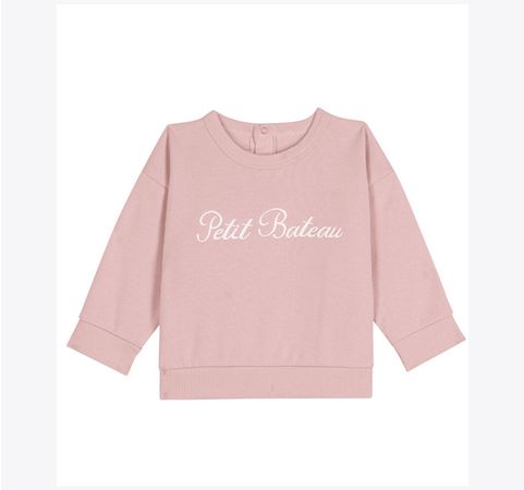 Petit Bateau Pull en coton rose brodé Petit Bateau