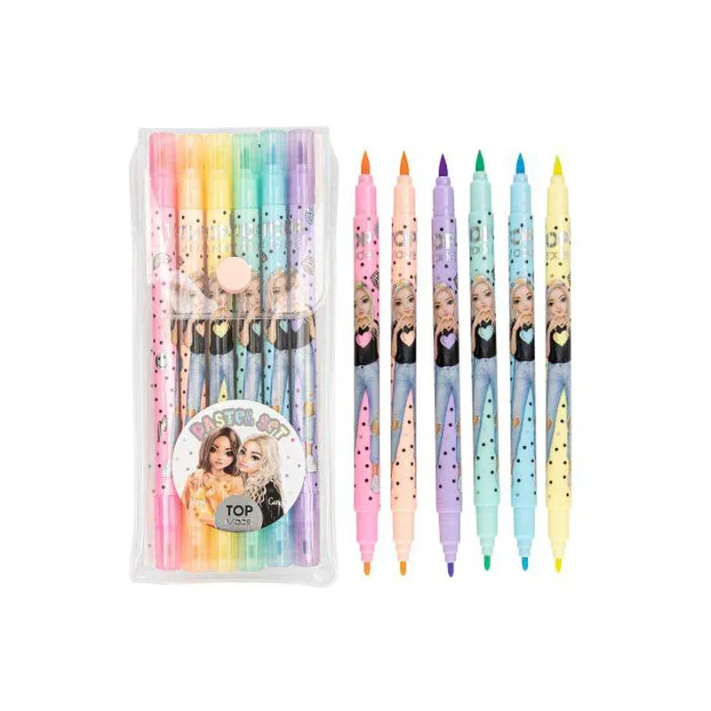 Top Model  6 Stylos  feutres pastels, doubles pointes