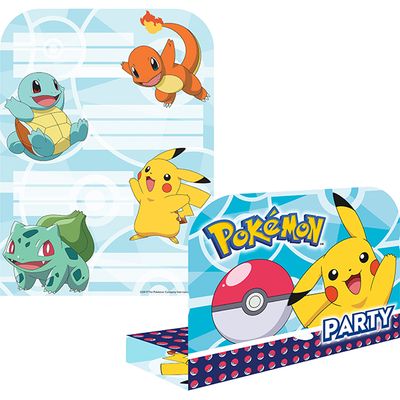 8 cartes d&#39;invitation avec enveloppe, Pokémon, pour anniversaire