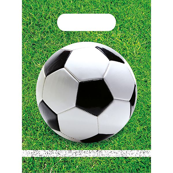 6 sachets pour les fêtes d&#39;anniversaire, thème ballon de football, à remplir de bonbons et de jouets pour offrir
