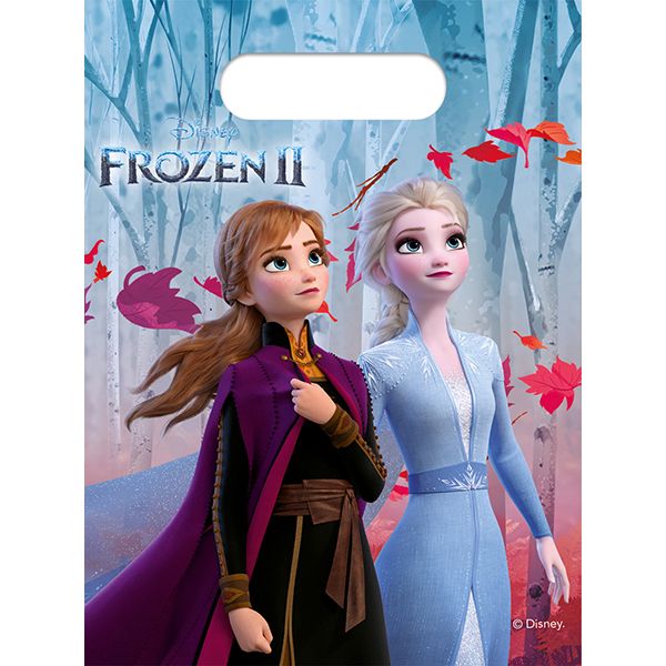 6 sachets pour les fêtes d&#39;anniversaire, thème Frozen II, Reine des Neiges, à remplir avec des bonbons et des jouets