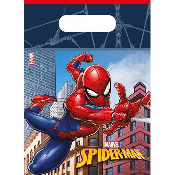 6 sachets pour les fêtes d'anniversaire, thème Spiderman, à remplir avec des bonbons et des jouets