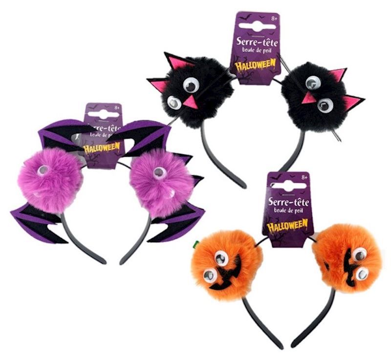 Serre-tête poilu, divers animaux, chauve-souris, chat noir, etc. pour se déguiser au carnaval, anniversaire et  pour Halloween