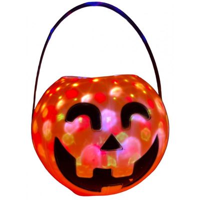 Panier citrouille avec sons et LED 16 cm, piles incluses