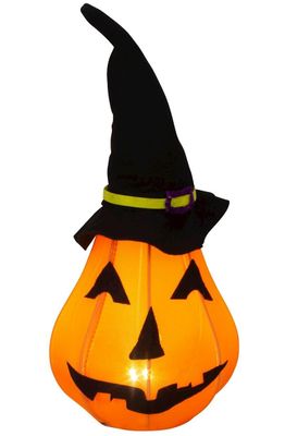 Citrouille avec lumière et chapeau noir, 40 cm, pour Halloween