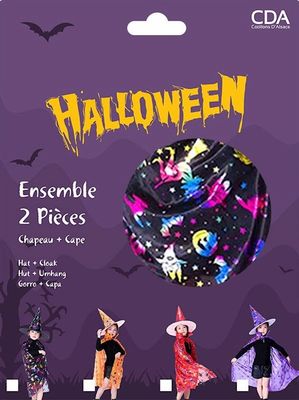 Set sorcière, cape et chapeau enfant pour Halloween