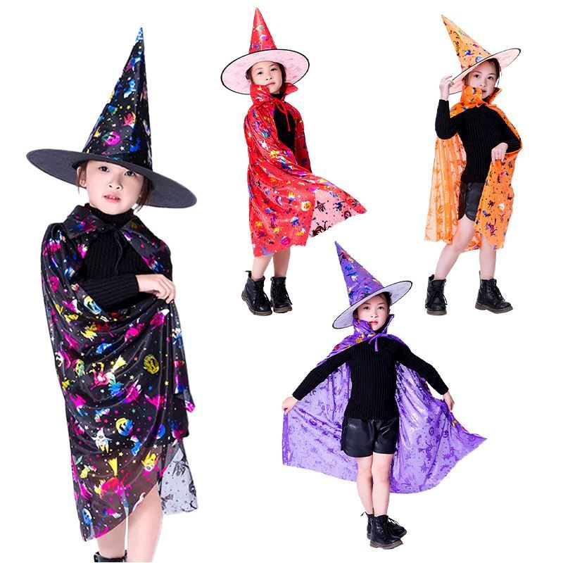Set costume sorcière, cape et chapeau enfant pour Halloween, carnaval et anniversaire