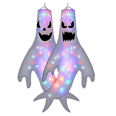 Fantôme LED à suspendre 120 x 63 cm  incl. piles, pour Halloween