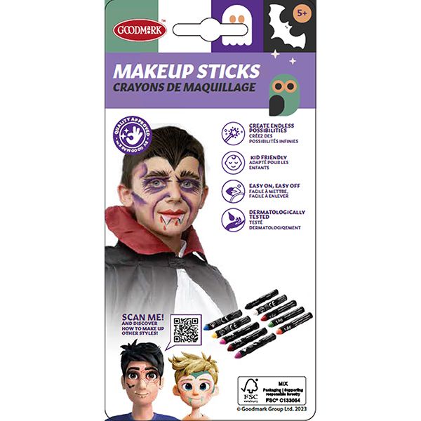 10 bâtons de maquillage noir, blanc, rouge, orange, vert, bleu, jaune, rose, violet, marron, pour Halloween, carnaval et anniversaire