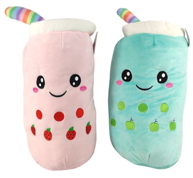 Peluche bubble tea 35 cm 2 couleurs assortis