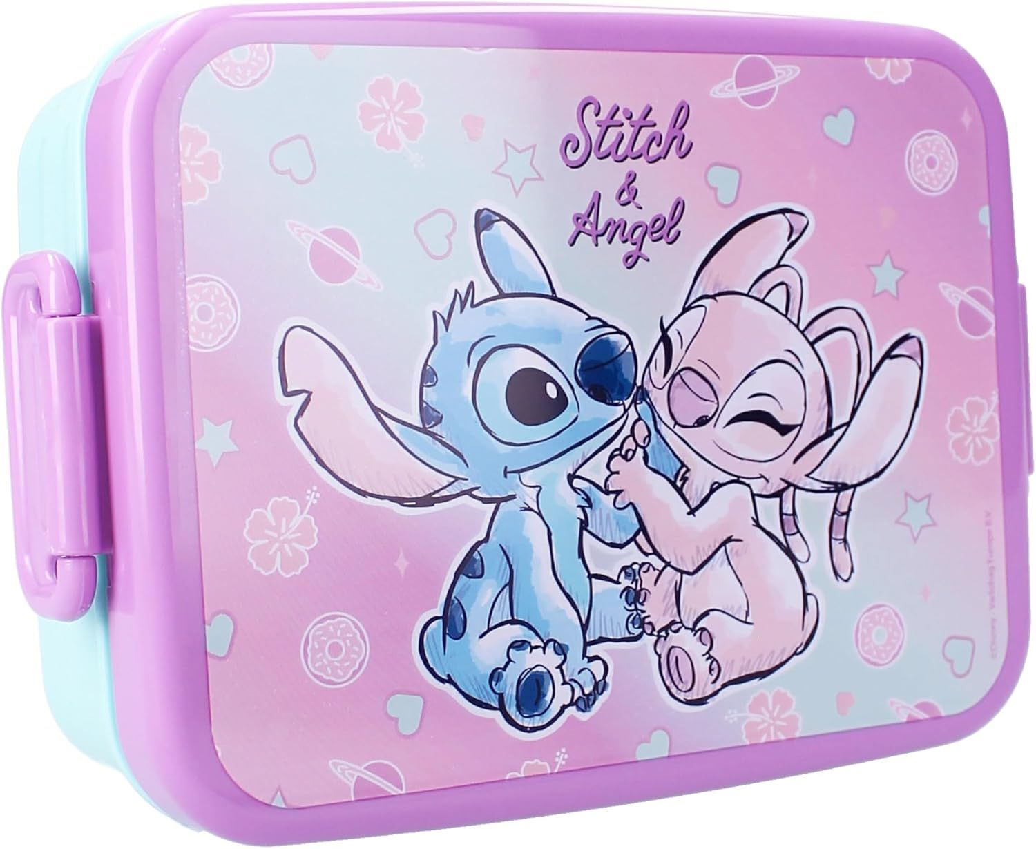 Vadobag STITCH ANGEL Boîte à goûter en plastique avec couvercle - dimensions 16x13x5cm DISNEY Original Lilo et Stitch