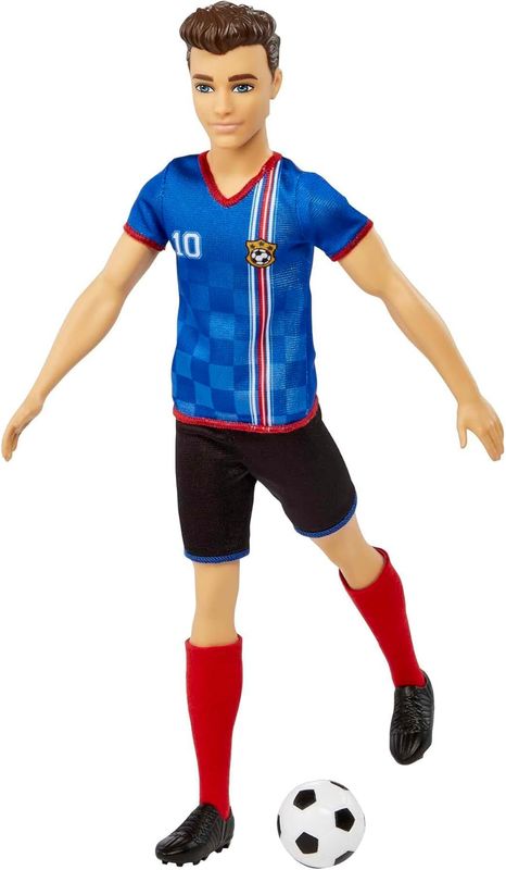 Barbie Poupée Ken Footballeur Maillot n° 10, Balle de Foot, Chaussures à Crampons et Chaussettes Hautes